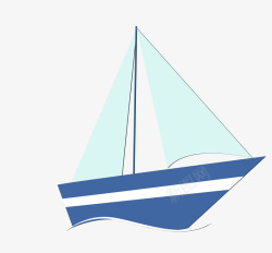 浅蓝色帆船卡通矢量图素材