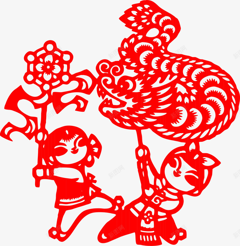 新年红色舞龙剪纸png免抠素材_88icon https://88icon.com 喜庆 新年剪纸 新年舞龙 春节剪纸 红色舞龙 舞龙剪纸