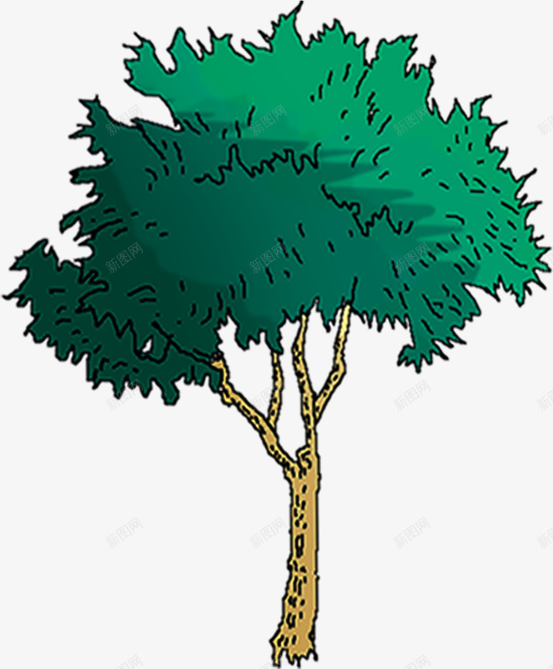 创意手绘扁平绿色的大树漫画png免抠素材_88icon https://88icon.com 创意 大树 扁平 漫画 绿色