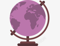 卡通紫色扁平化地球仪素材