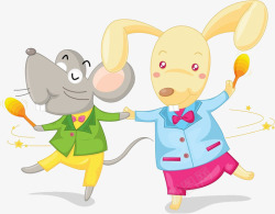 兔子和老鼠跳舞素材