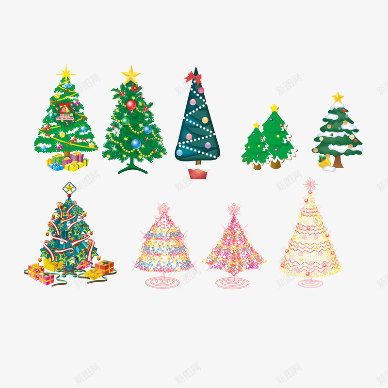 圣诞树合集png免抠素材_88icon https://88icon.com 唯美 圣诞树 圣诞节 浪漫 粉色 绿色