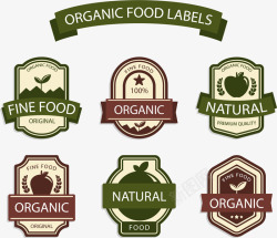 有机食品标签6款复古有机食品标签矢量图高清图片
