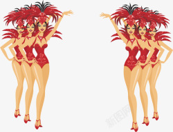 美女舞蹈团卡通性感红衣美女高清图片