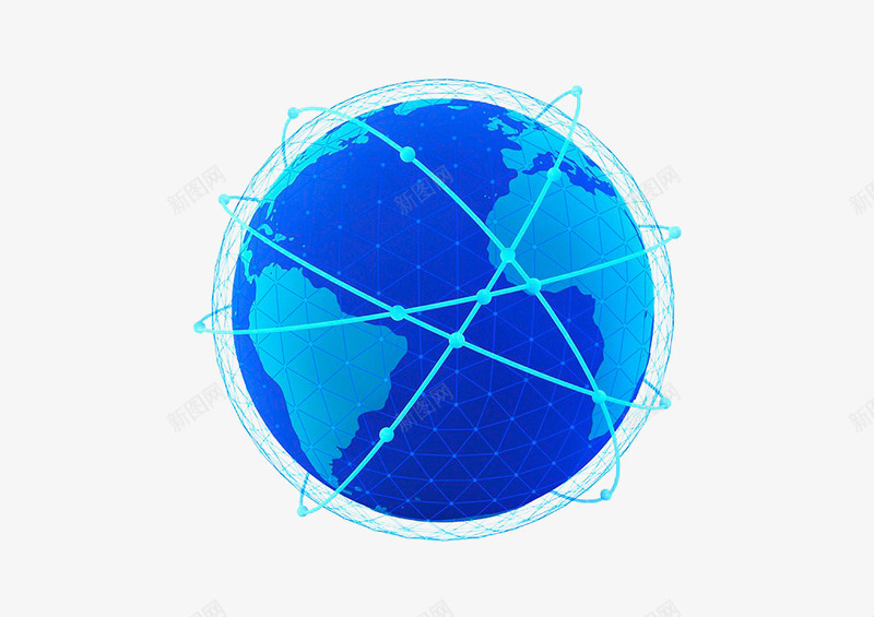 蓝色地球环绕线png免抠素材_88icon https://88icon.com 信息蓝光 地球 曲线 环绕 环绕线条 线条 蓝色