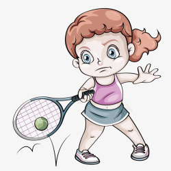卡通人物粉色女士网球矢量图素材