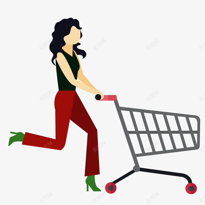 双11双12推着购物车的时尚女矢量图ai免抠素材_88icon https://88icon.com 卷发女人 双11 双11双12推着购物车的时尚女人矢量免抠图免费下载 双12 扁平化 推着购物车的人们 时尚女人 矢量免抠图 购物车 矢量图
