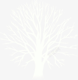 手绘白色冬季大树装饰素材