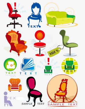 家具和家居彩色家具图标矢量图图标