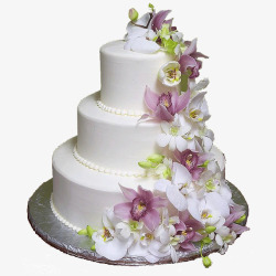 美丽花朵点缀的蛋糕素材