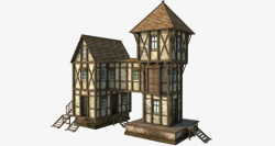 木质房子连体房子素材