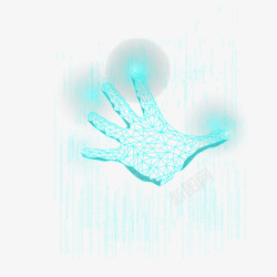 蓝色网状科技手指元素矢量图素材