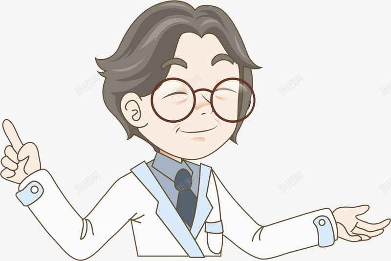 戴眼镜医生png免抠素材_88icon https://88icon.com 医生 卡通 和蔼的 手势 男人 眼镜 高兴地