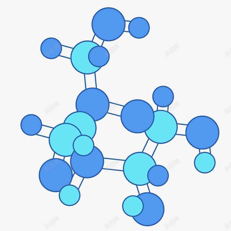 蓝色几何化学科技元素png免抠素材_88icon https://88icon.com 几何 分子元素 化学 医药 生物 科学 科学设计元素 科幻插图 科技 线条 细胞