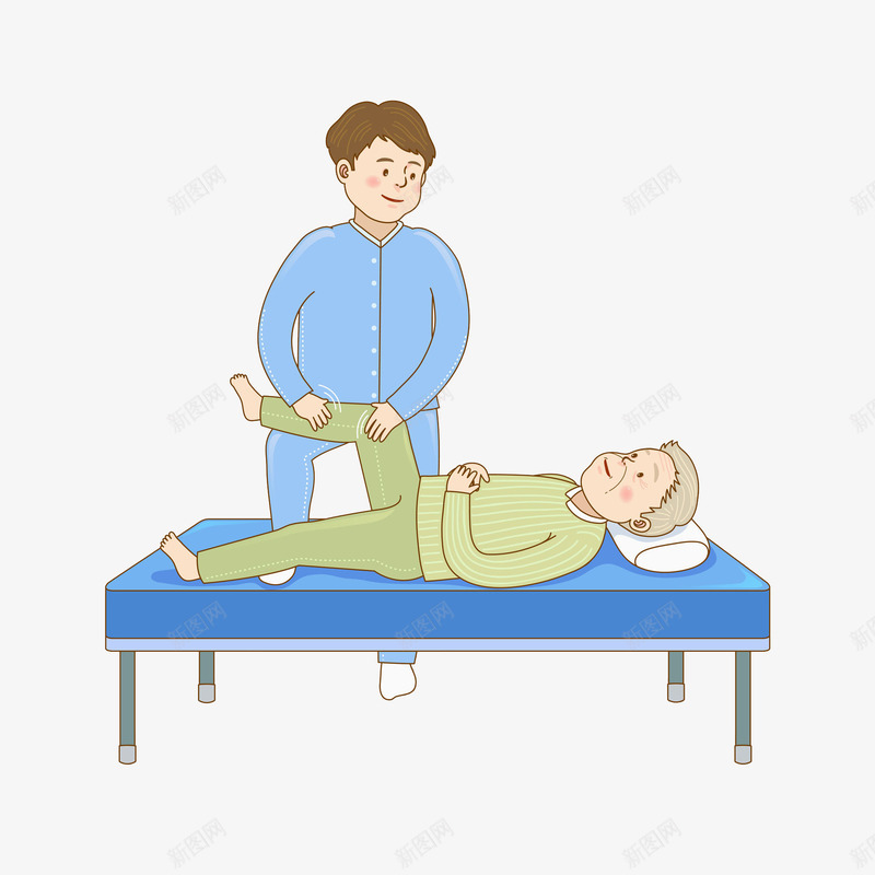 做康复训练的老人png免抠素材_88icon https://88icon.com 卡通 帅气的 康复师 康复训练 男人 病人 躺着的