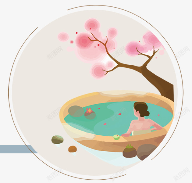 唯美日本温泉卡通插画png免抠素材_88icon https://88icon.com 冬季旅游 出游季 插画卡通 日本温泉 泡澡 海报设计 温泉