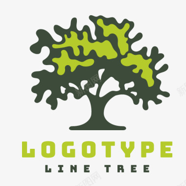 手绘绿色树木图标logo图标