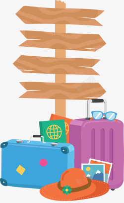 牌子出行的行李箱矢量图素材