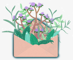 装饰信封植物花卉元素素材