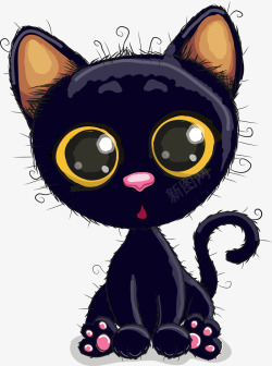 黑色可爱小猫素材