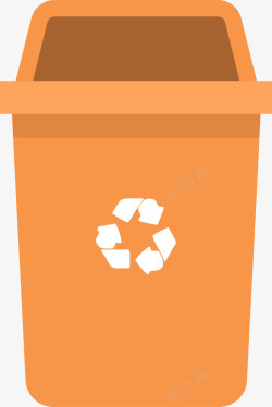 橙色扁平卡通垃圾桶素材