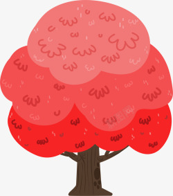 春天美丽红色大树矢量图素材
