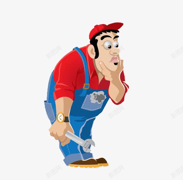 红色体恤的男人png免抠素材_88icon https://88icon.com 上班族 修车工人 卡通 工人 帽子 手绘 手表 男人 简笔 红色的 衣服