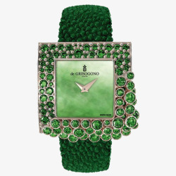 绿色镶宝石女士手表素材