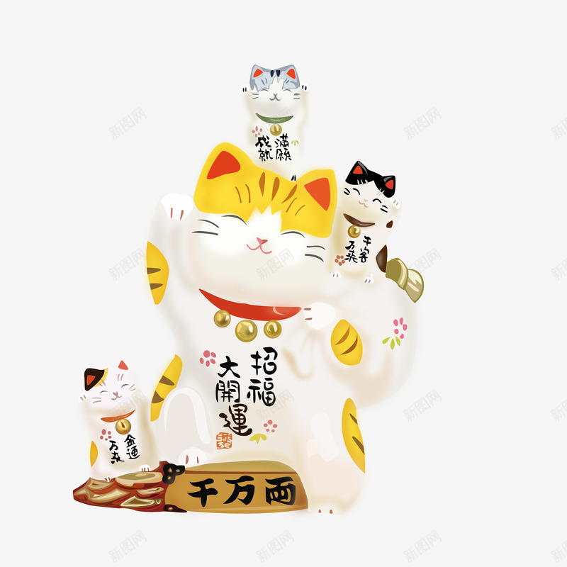 手绘卡通招财猫png免抠素材_88icon https://88icon.com 卡通 小猫 手绘 手绘卡通招财猫 招财猫 白色