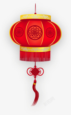 红色中国风花朵灯笼素材