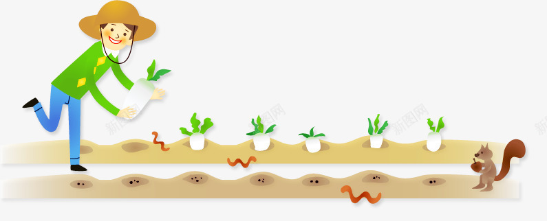 卡通种地png免抠素材_88icon https://88icon.com 撒种 种地 种花 种蔬菜