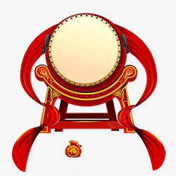 敲鼓的鸟春节飘带鼓装饰组合高清图片