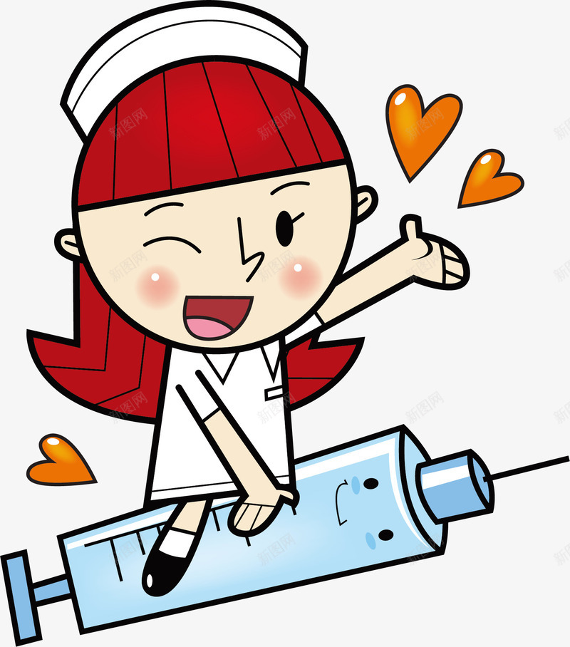 骑针管的小护士png免抠素材_88icon https://88icon.com 卡通小护士 小护士 手绘 针管
