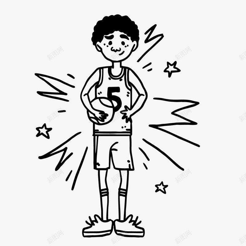 手绘抱篮球的男孩矢量图ai免抠素材_88icon https://88icon.com 人物设计 卡通人物 手绘 打篮球 篮球 运动员 矢量图