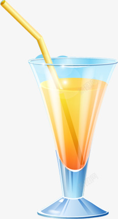 新鲜橙汁饮料吸管素材