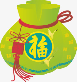 春节绿色福字福袋素材