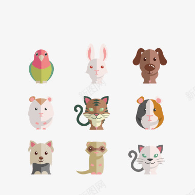 创意动物头像可爱卡通动物图标图标