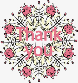 粉色手绘花朵谢谢你素材