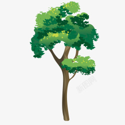 绿色水墨创意植物大树元素矢量图素材