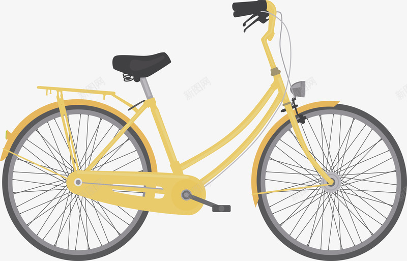 黄色女士单车矢量图ai免抠素材_88icon https://88icon.com 单车 女士单车 矢量png 脚踏车 自行车 黄色单车 矢量图
