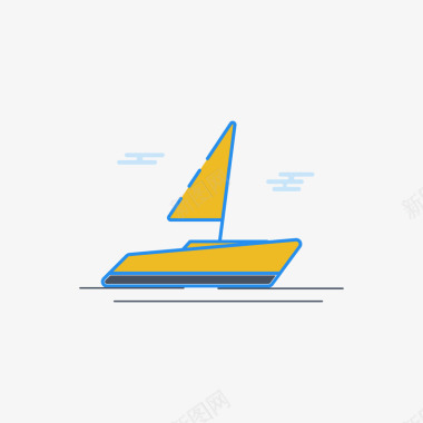 彩色几何帆船卡通图标图标