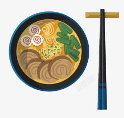 日料美食插画设计手绘日本料理拉面高清图片