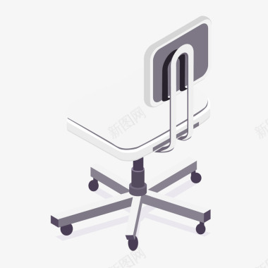 白色立体电脑椅元素图标图标