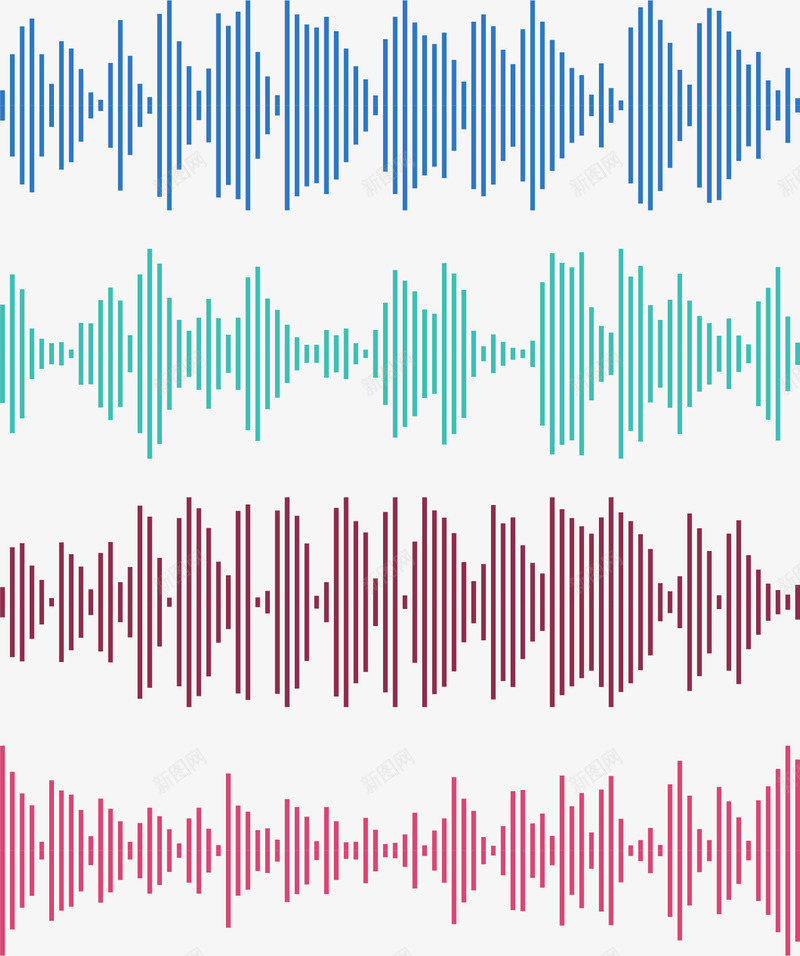 四种颜色超声波png免抠素材_88icon https://88icon.com 声波 波纹 矢量素材 科技波纹 超声波