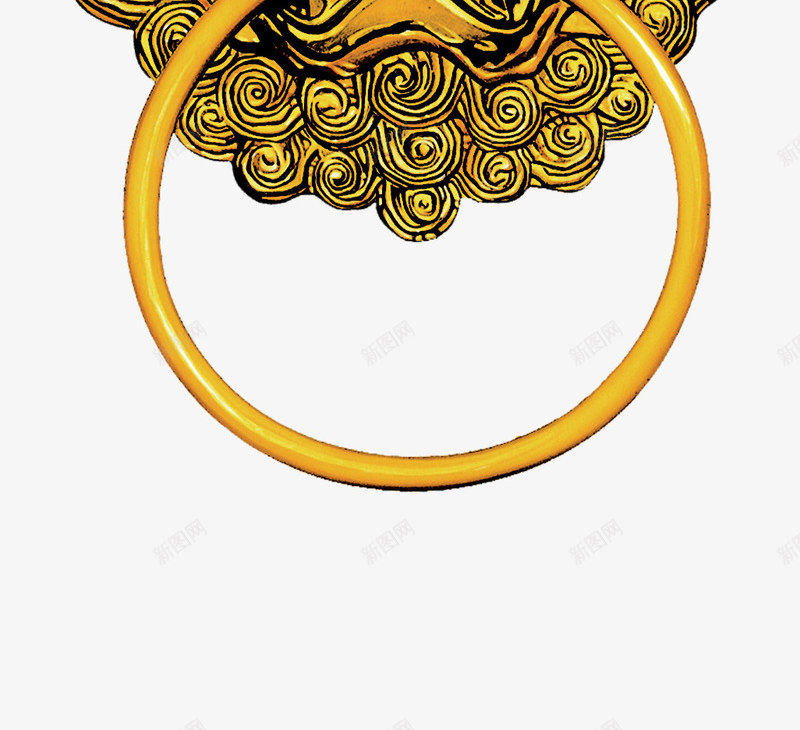 铺首png免抠素材_88icon https://88icon.com 兽头 金色 门环