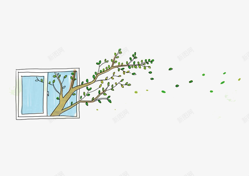 手绘漂浮叶子png免抠素材_88icon https://88icon.com 叶子 手绘 漂浮 窗户 风 风吹效果