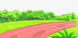 绿色跑道绿色手绘卡通跑道高清图片