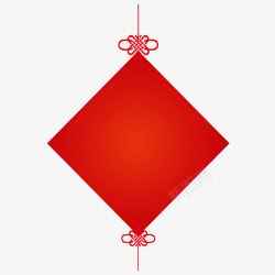 红色方形装饰新年元素素材