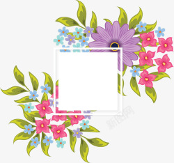夏日彩色花朵标题框矢量图素材