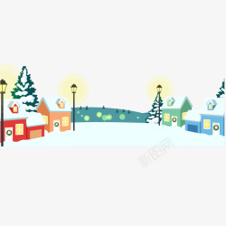 乡村圣诞节雪景矢量图素材